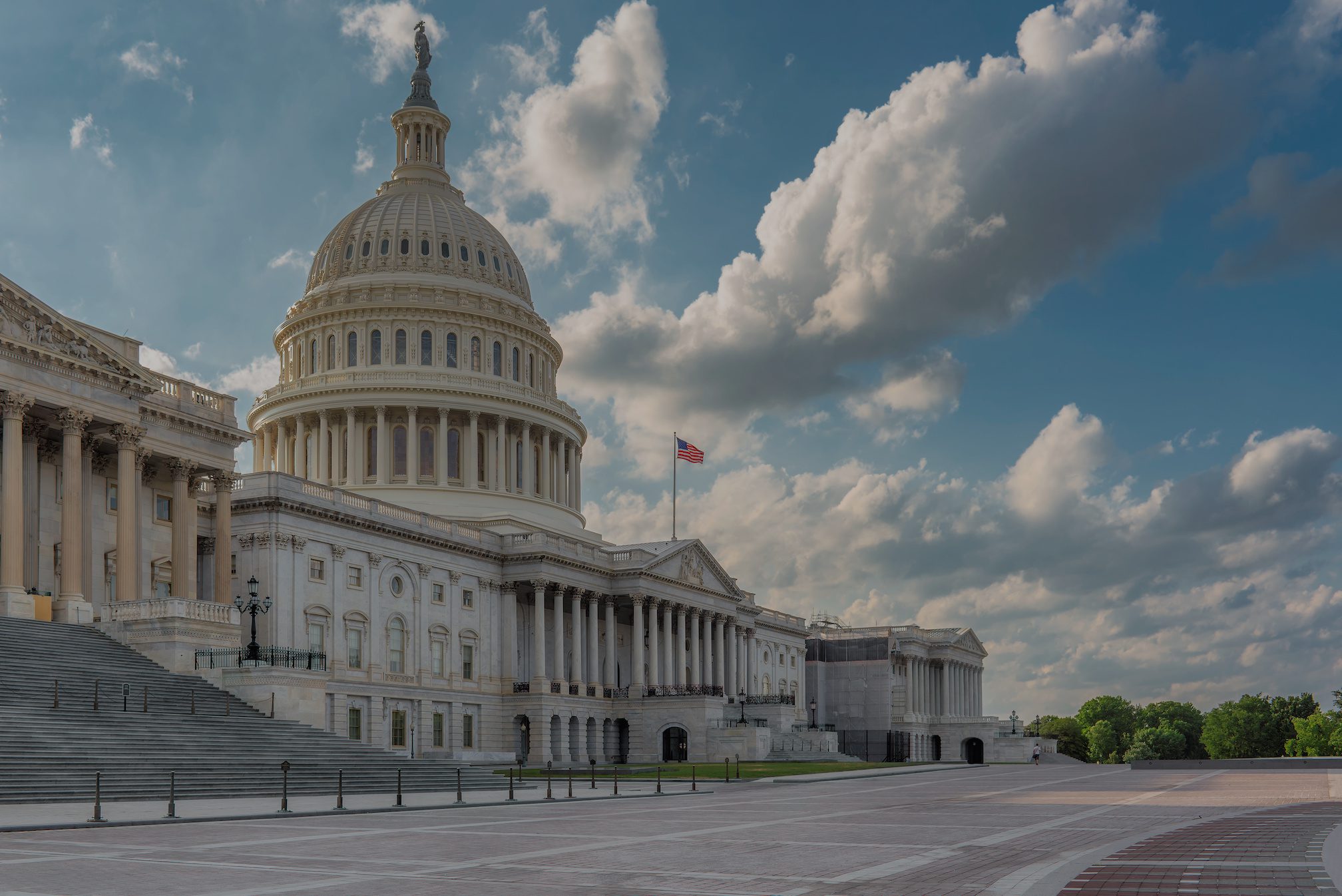 United States Capitol Building east facade at sunset, Washington DC, United States.